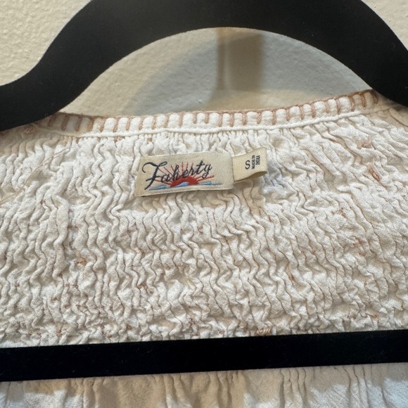 Faherty Womens Laura Embroidered Peasant Top Puffy Small Blouse White Organic - Picture 3 of 6